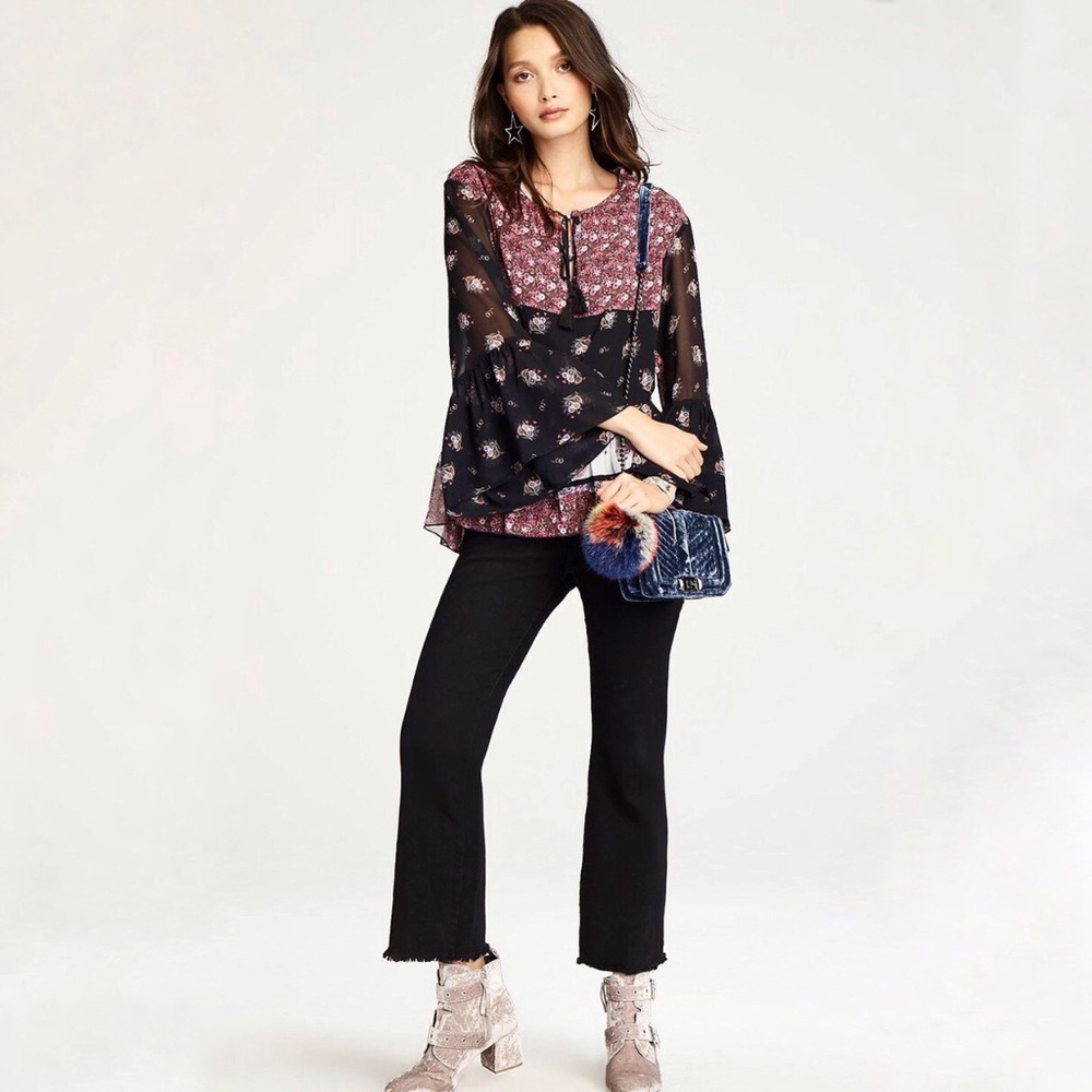 Rebecca Minkoff Floral Bell Sleeve Blouse - Picture 1 of 7